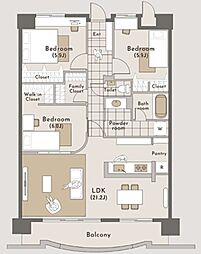 グラン・フェルティ甲東園 3LDKの間取図画像