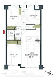 アーサー大橋エクシオ2 3LDKの間取図画像