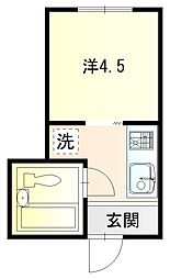 パークハウス横山 1Kの間取図画像