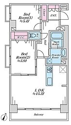 レクセル新子安 2LDKの間取図画像