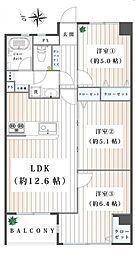 野庭団地665-1号棟 3LDKの間取図画像