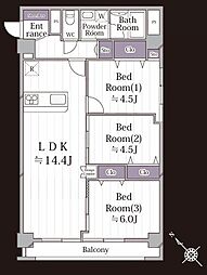 富岡真和コーポ 3LDKの間取図画像