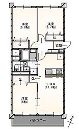 県ドリームハイツ17号棟 3LDKの間取図画像