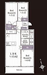保土ヶ谷ファミールハイツ2号棟 3LDKの間取図画像