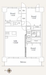 朝日プラザ上永谷 3LDKの間取図画像