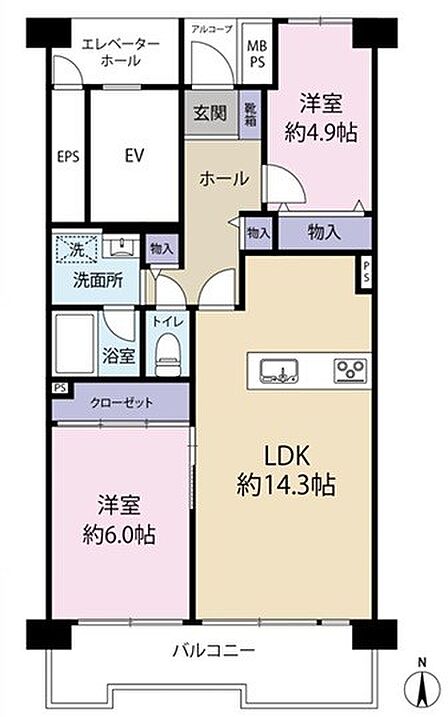 2LDK 間取り