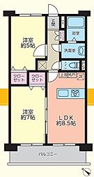 市ノ坪住宅 2LDKの間取図画像