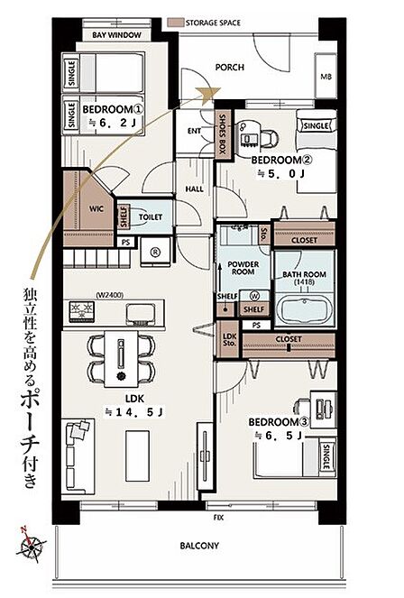 3LDK 間取り