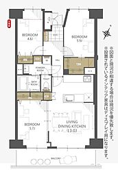 横浜パークタウンf棟 3LDKの間取図画像
