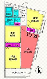 鵠沼スカイマンション 3DKの間取図画像