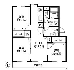 菅住宅1号棟 3LDKの間取図画像