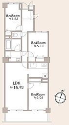 藤和鎌倉岩瀬ホームズ 3LDKの間取図画像