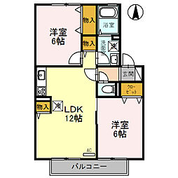 ハイカムール松井 2LDKの間取図画像