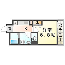 パークハウス大井戸 1Kの間取図画像