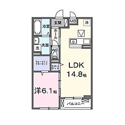 リヴァーサイドヴィラ 1LDKの間取図画像