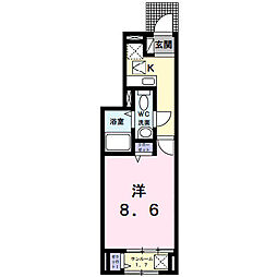 アプリコット 1Kの間取図画像