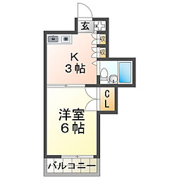 サンベールハイム 1DKの間取図画像
