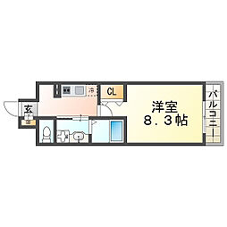 インベスト塚口エスフロント 1Kの間取図画像
