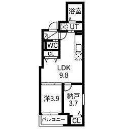 CALME 1SLDKの間取図画像