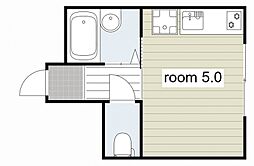 Unjolijardin門戸厄神 ワンルームの間取図画像