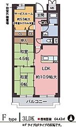 オルテンシアKOBE 3LDKの間取図画像