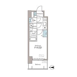 エスリードレジデンス ザ・グラン大阪ノア 1Kの間取図画像