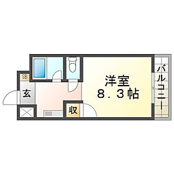 ロイヤル離宮西宮 1Kの間取図画像