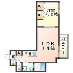 ウェルスクエア西宮北口 1LDKの間取図画像