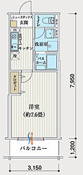 リアフラッツ上ケ原 1LDKの間取図画像