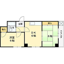 大和田ローズマンション 2DKの間取図画像