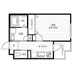 CoLaBo上ヶ原 1Kの間取図画像