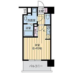 ドゥーエ江坂3 ワンルームの間取図画像