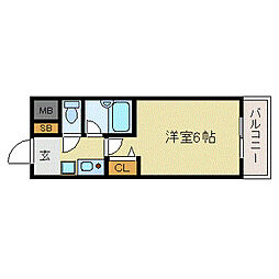エスリード三宮第3 1Kの間取図画像