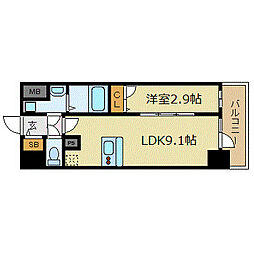 エスリード神戸レジデンス 1LDKの間取図画像
