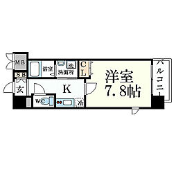 エスリード神戸三宮パークビュー 1Kの間取図画像
