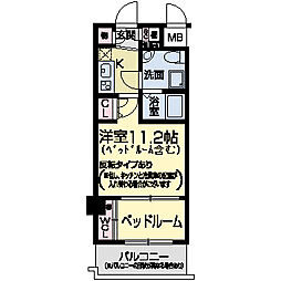 セレニテ甲子園 1DKの間取図画像