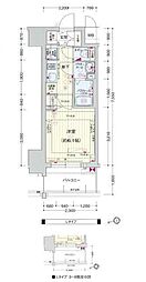 プレサンスジェネ新神戸ステーションフロント 1Kの間取図画像