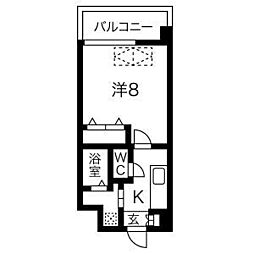 スプランディッド新大阪DUE 1Kの間取図画像
