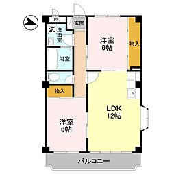 フリーダム常吉 2LDKの間取図画像