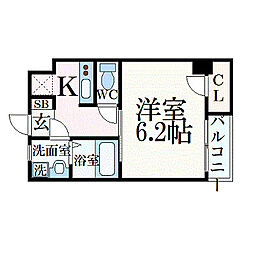 ウォームスビル神戸元町JP 1Kの間取図画像