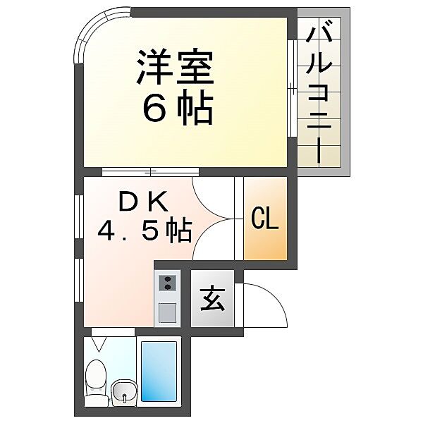 立花スプリングス 301｜兵庫県尼崎市立花町3丁目(賃貸マンション1DK・3階・23.33㎡)の写真 その2