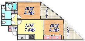 ロイヤルヒル神戸三ノ宮2  ｜ 兵庫県神戸市中央区加納町3丁目（賃貸マンション2LDK・11階・48.36㎡） その2