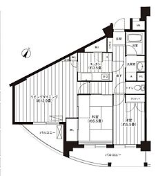 東急世田谷線 上町駅 徒歩8分の賃貸マンション 5階2LDKの間取り