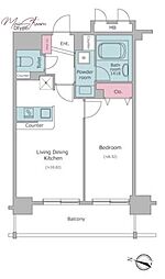 レジディア神田東 1LDKの間取図画像