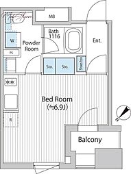 バウスフラッツ日本橋浜町 ワンルームの間取図画像