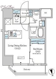 アーバネックス上野 1LDKの間取図画像