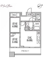 レジディア新御徒町2 2DKの間取図画像