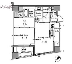 パークアクシス日本橋浜町 1LDKの間取図画像
