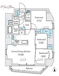プライムブリス新御徒町 3LDKの間取図画像