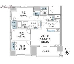 グランスイート八丁堀 3LDKの間取図画像